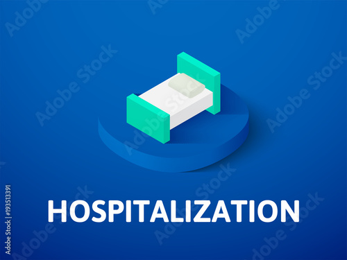 Hospitalization isometric icon, isolated on color background