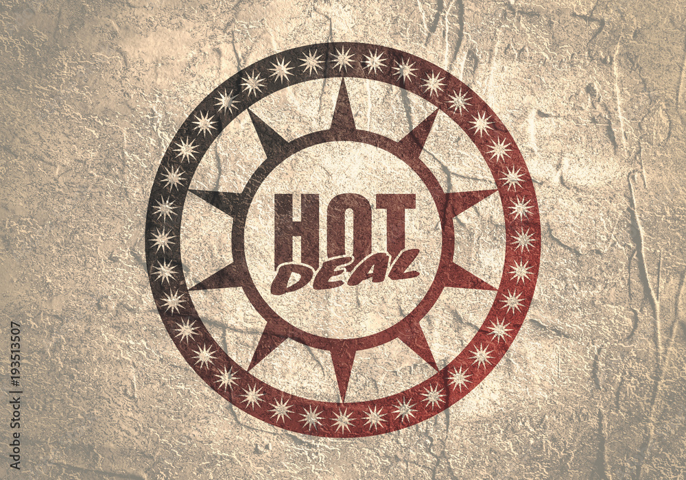 Abstract stamp. Graphic design element. Distressed grunge texture. Hot deal text Abstract stamp. Graphic design element. Distressed grunge texture. Hot deal text