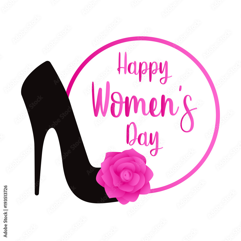 Obraz premium High heel shoe with flowers. Happy women day
