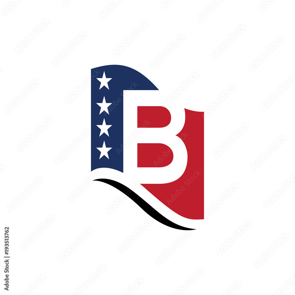 Vector letter B logo design for American flag Vector letter B logo design for American flag