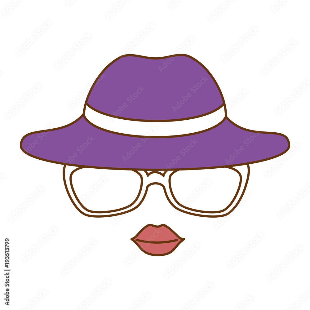 elegant female hat with glasses and lips vector illustration design elegant female hat with glasses and lips vector illustration design