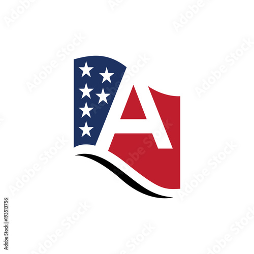 Vector A letter logo design for American flag