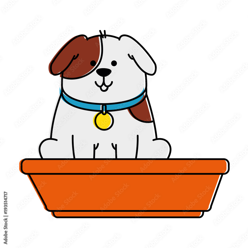 cute dog mascot in plastic pot vector illustration design cute dog mascot in plastic pot vector illustration design