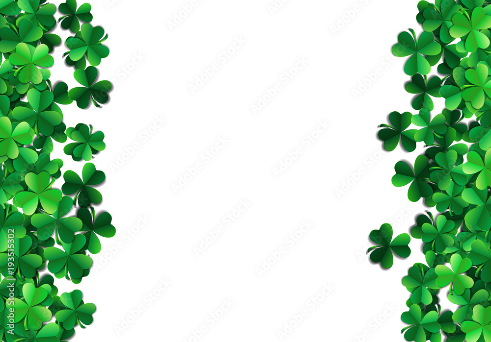 Saint Patricks day background with sprayed green clover leaves or shamrocks Saint Patricks day background with sprayed green clover leaves or shamrocks