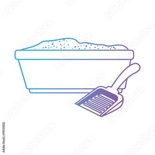 sandbox cat with shovel vector illustration design