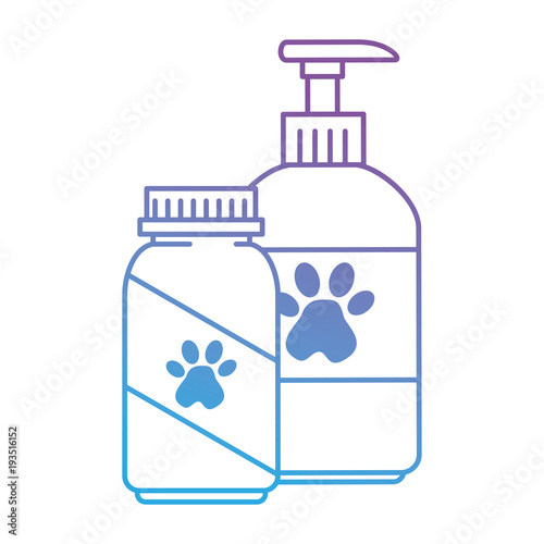mascot shampoo and vitamins bottles icon vector illustration design