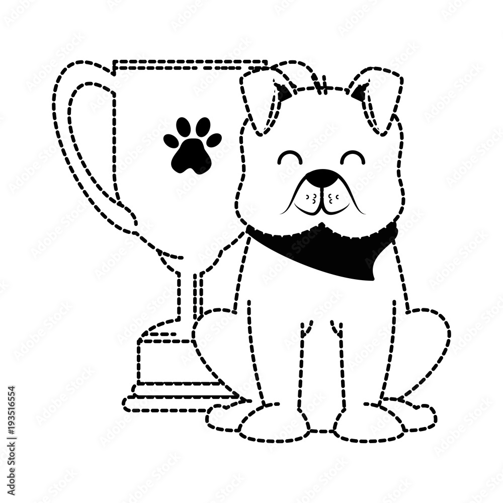 cute dog with trophy cup mascot vector illustration design cute dog with trophy cup mascot vector illustration design
