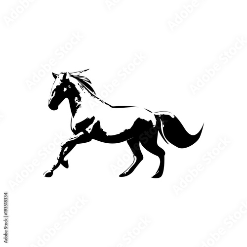 Black Horse Icon Logo. Flat logo design.