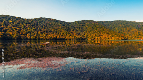 An old lake in a mountainous area photo