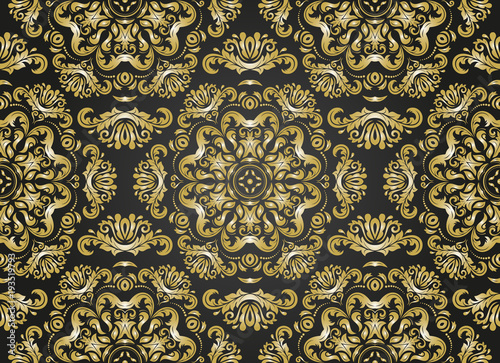Damask classic golden pattern. Seamless abstract background with repeating elements. Orient background