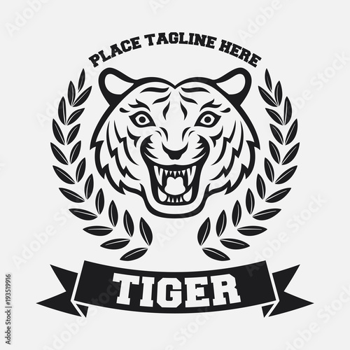 Fototapeta Naklejka Na Ścianę i Meble -  Mascot of black tiger's head on white background