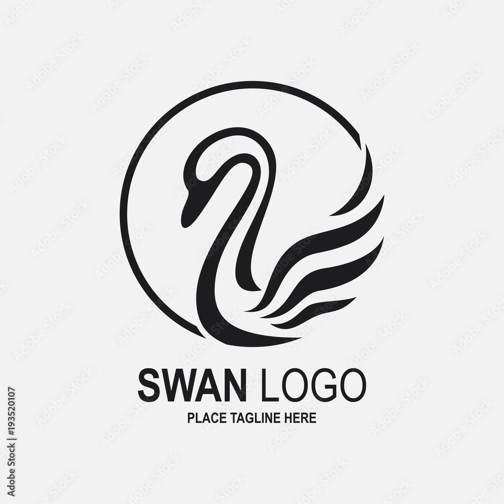 Fototapeta premium Swan icon design template. Black swan icon