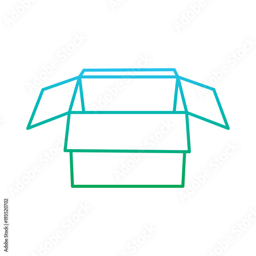 open cardboard box packaging storage vector illustration blue and green degrade line