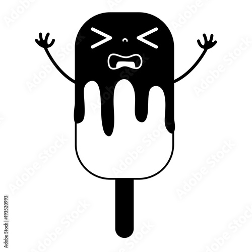 silhouette sleeping kawaii ice lolly with arms