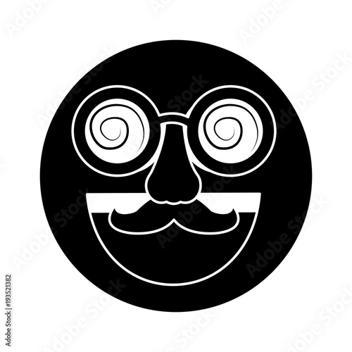 Fake Smile Emoticon With Mustache And Silly Glasses Vector Illustration Stock Vector Adobe Stock