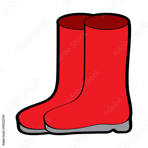 pair rubber boots clothes season fashion vector illustration