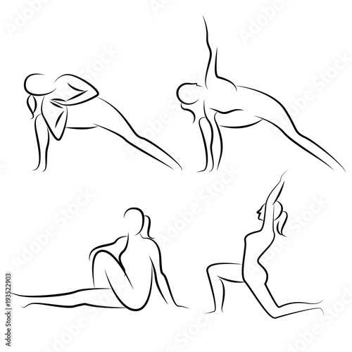 hand drawn yoga posture set