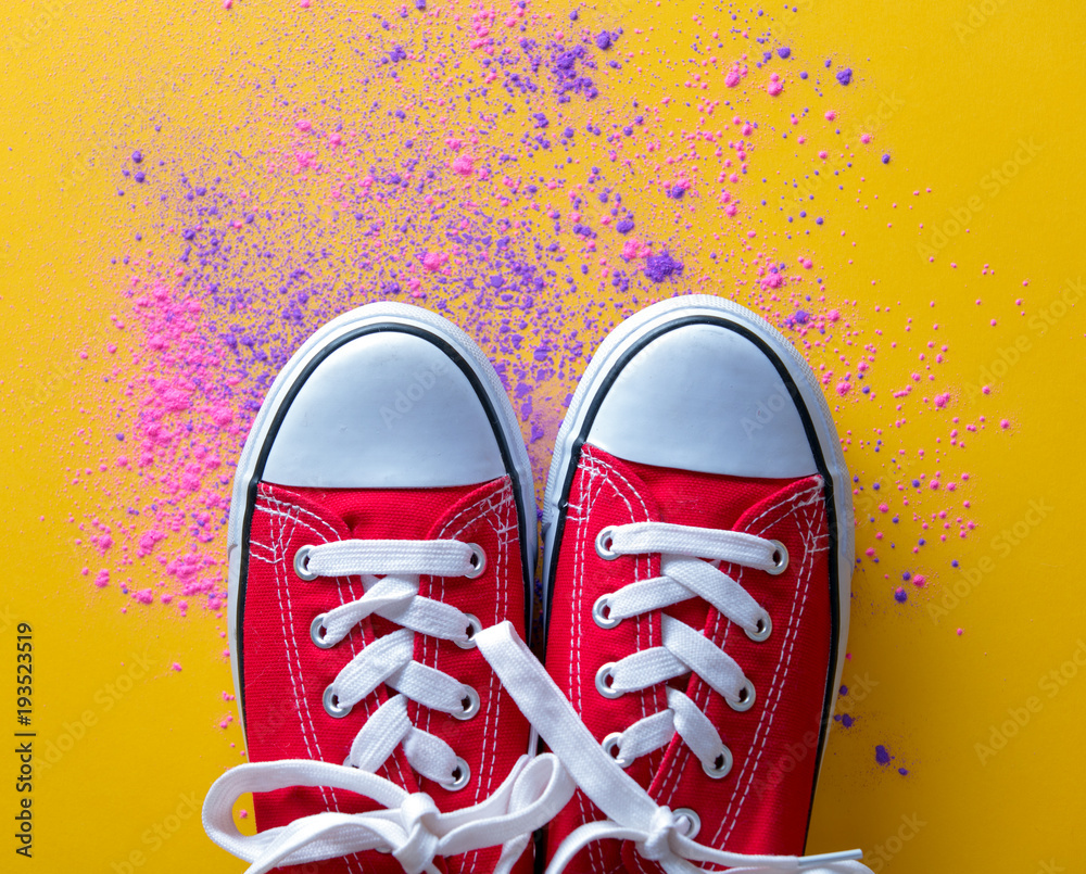 Pink and purple paint and gumshoes Pink and purple paint and gumshoes