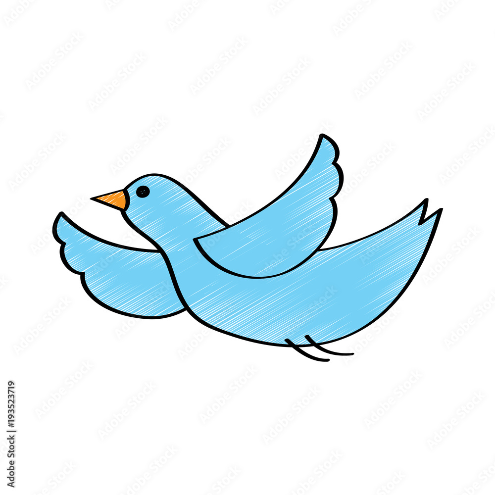 cute blue bird cartoon flying waving vector illustration drawing design  color Stock Vector | Adobe Stock