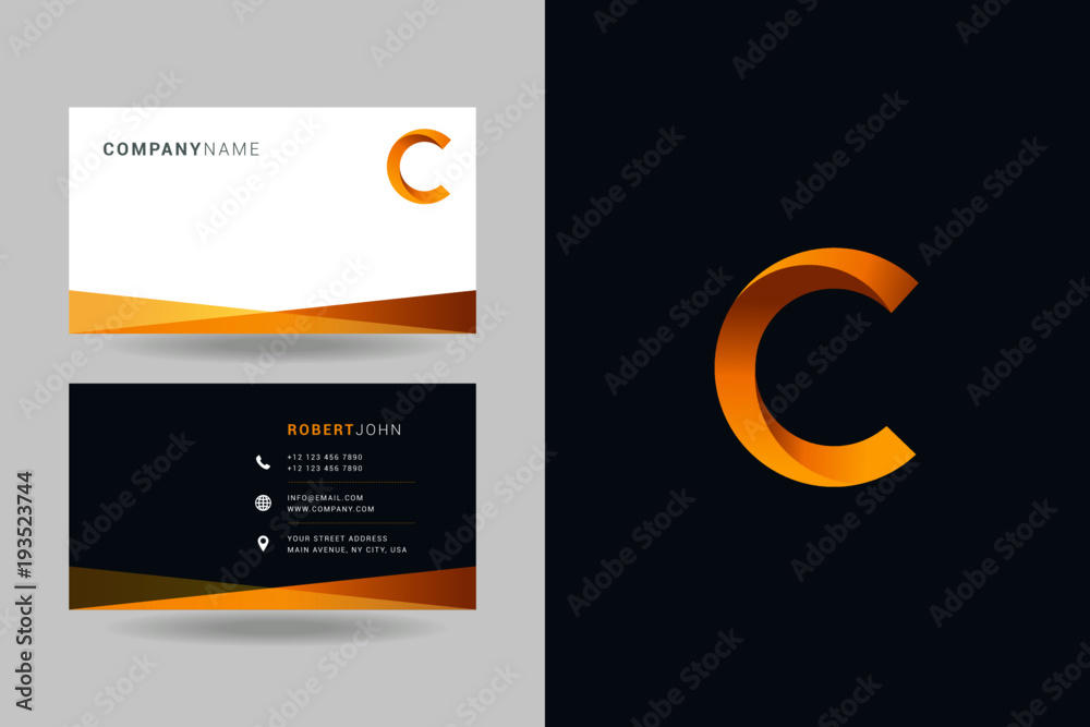 Fototapeta premium Letter C logo icon with business card vector template.