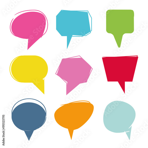 colorful comic speech bubble, dialog set