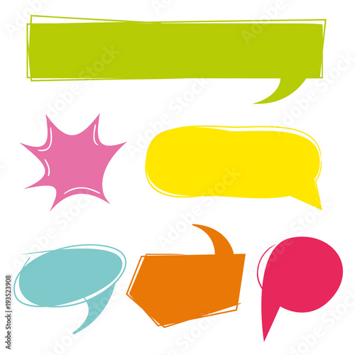 colorful comic speech bubble, dialog set
