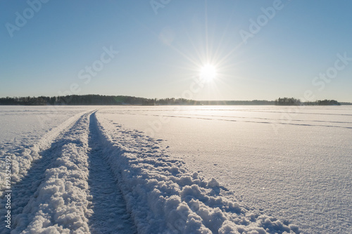 Bright sunshine on a freezing winter day