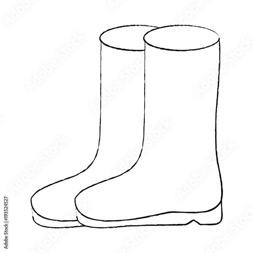 pair rubber boots clothes winter season fashion vector illustration sketch design