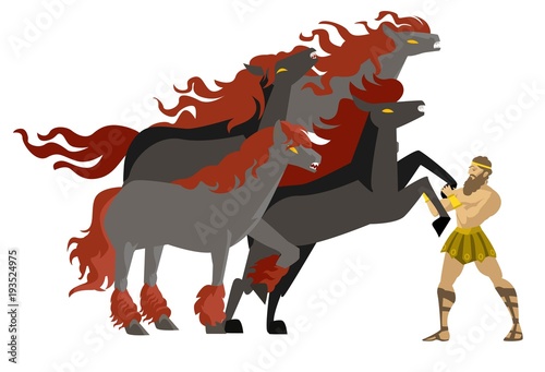 hercules taming four man eating wild diomedes horses