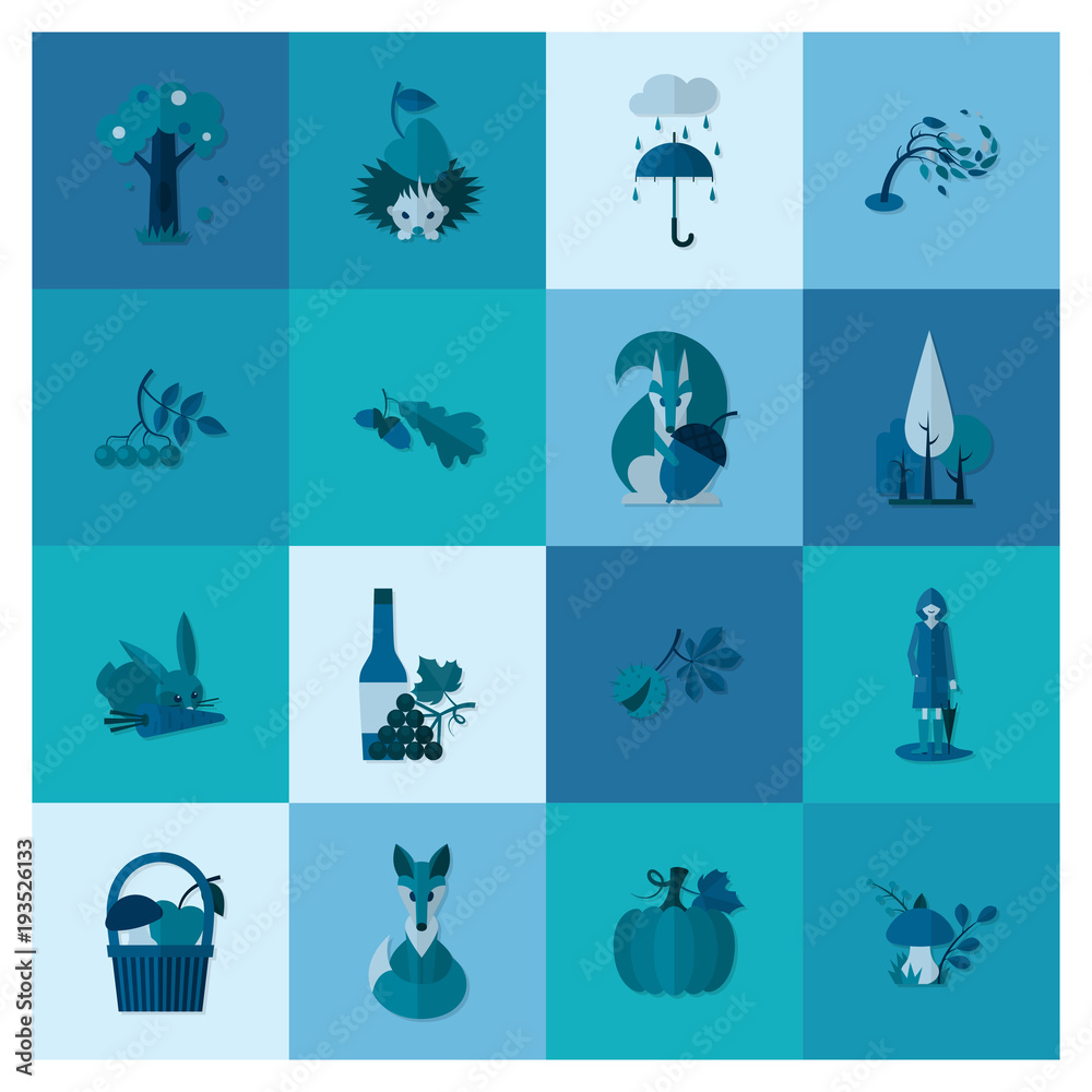 Set of Flat Autumn Icons Set of Flat Autumn Icons