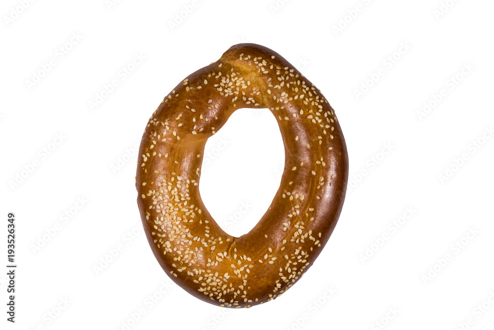 Bagel with sesame seeds isolated on white background Bagel with sesame seeds isolated on white background