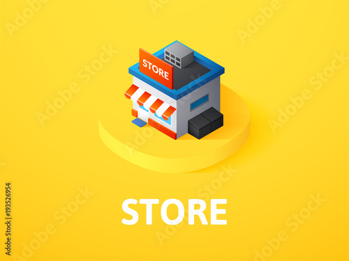 Store isometric icon, isolated on color background