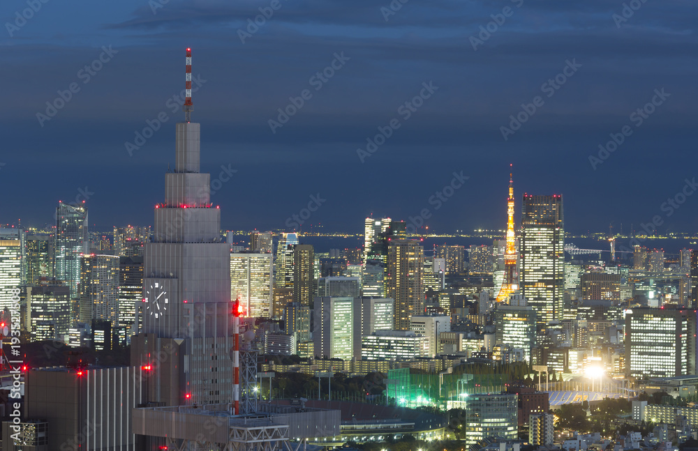 東京夜景　六本木・虎ノ門方面　東京タワー