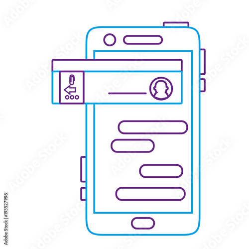 color line smartphone with social chat bubble messages