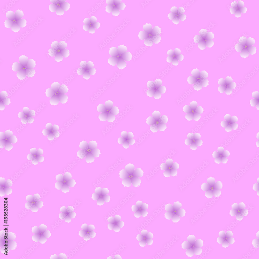 Seamless pattern with pink flower on pink background. Vector.