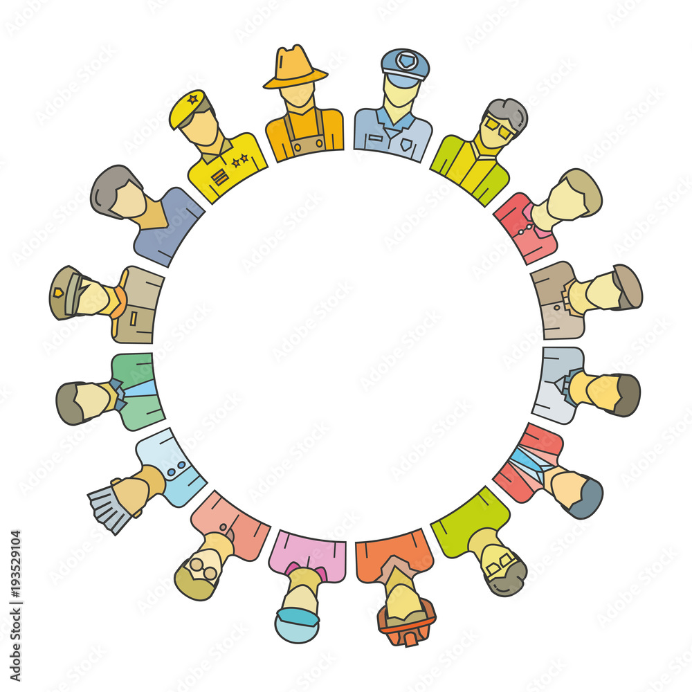 Fototapeta premium group of people around blank circle for career and community concept