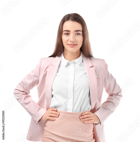 Beautiful young woman in el...