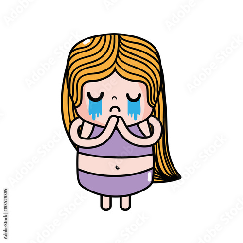 girl wth long hair and crying face