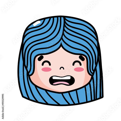 girl head with hairstyle and disgusted face