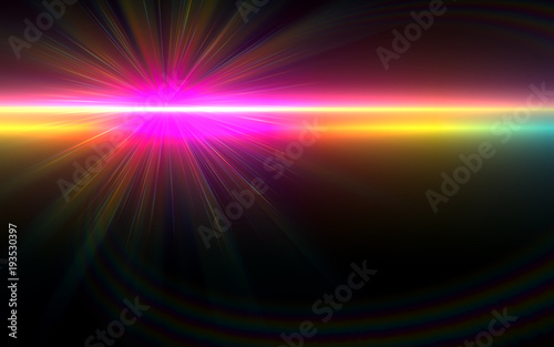 Lens flare light over black background. easy to add overlay or screen filter over Photos.Two Beautiful Abstract digital lens flare light with colorful light