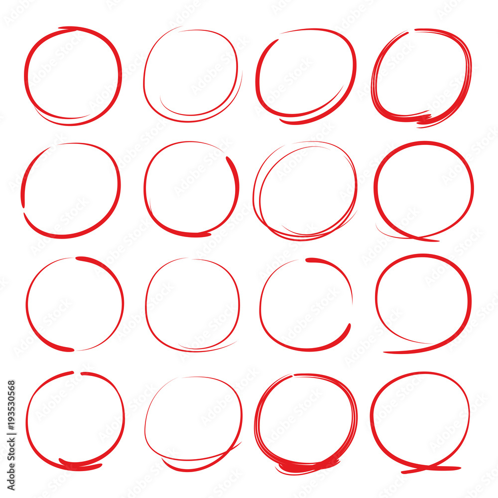 red hand drawn circle markers