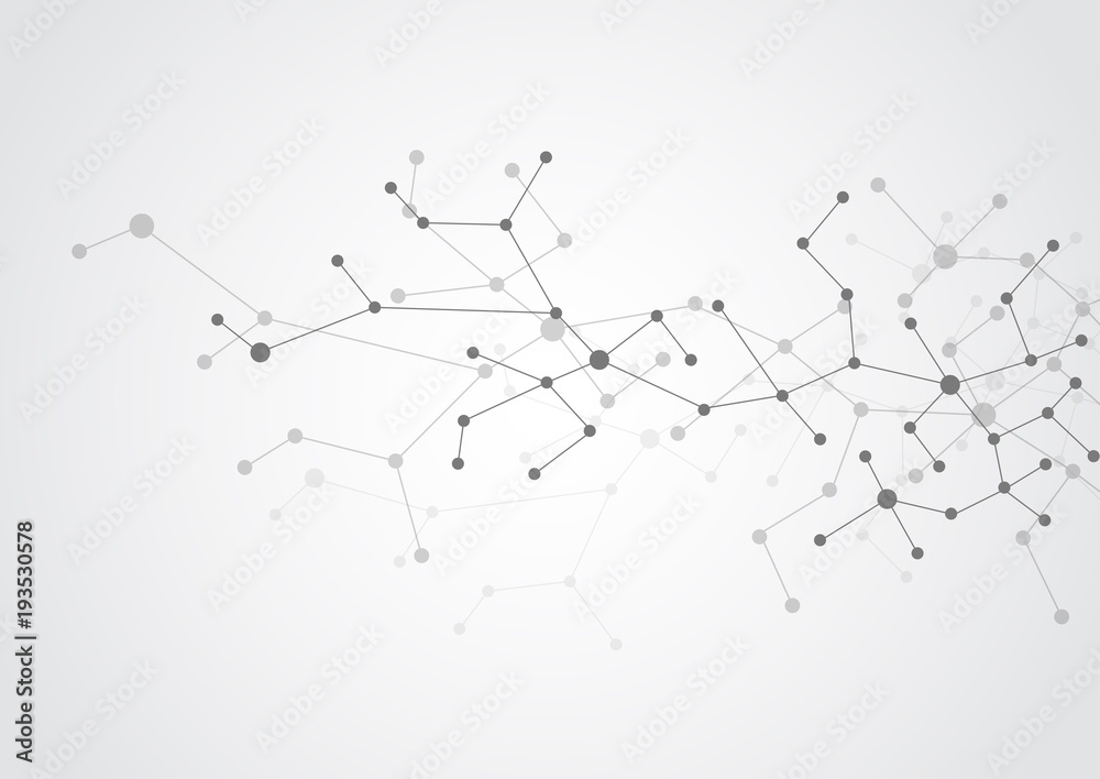 Abstract connecting dots and lines molecule background. Connection science compounds, medical, technology or scientific concept background. Vector illustration