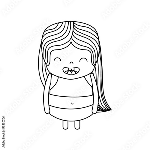 line girl wth long hair and smile face