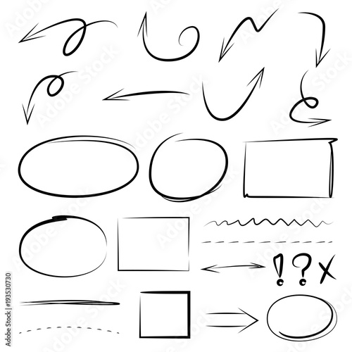 hand drawn arrows, circle and rectangle borders