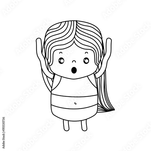 line girl wth long hair and scared face
