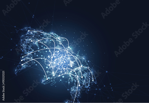 Global network connection. World map point and line composition concept of global business. Vector Illustration