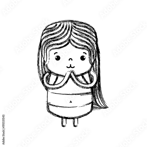 figure girl wth long hair and tender face