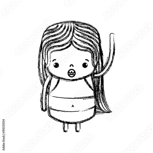 figure girl wth long hair and amazed face