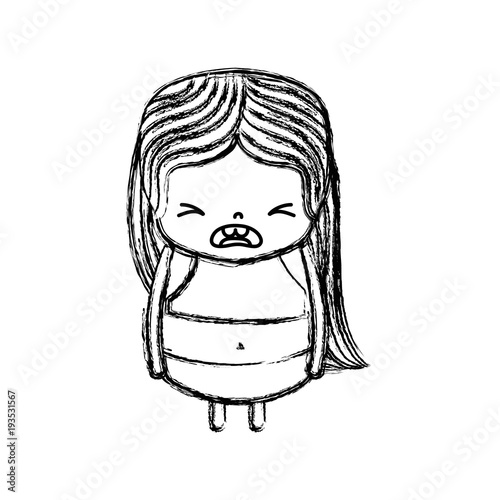 figure girl wth long hair and pity face