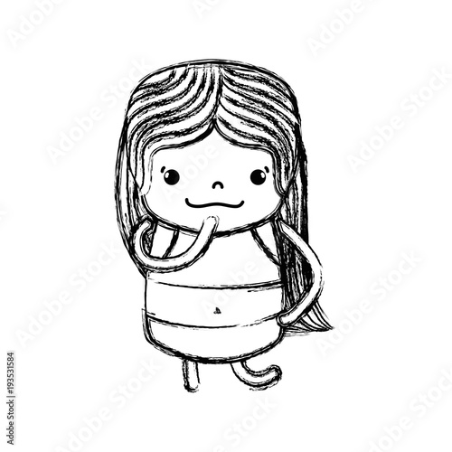 figure girl wth long hair and thinking face